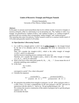 Limits of Recursive Triangle and Polygon Tunnels