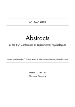 Teap 2018 Abstracts