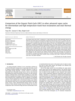 Comparison of the Organic Flash Cycle (OFC) to Other Advanced Vapor Cycles for Intermediate and High Temperature Waste Heat Reclamation and Solar Thermal Energy