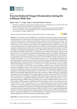 Exercise-Induced Oxygen Desaturation During the 6-Minute Walk Test