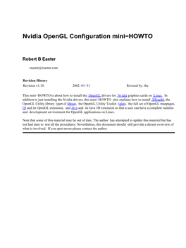 Nvidia Opengl Configuration Mini-HOWTO
