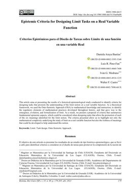 Epistemic Criteria for Designing Limit Tasks on a Real Variable Function