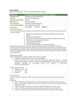 Ornamental Plant and Floriculture