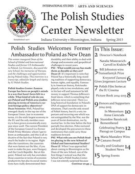 The Polish Studies Center Newsletter, 2015.Pdf