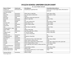 SY13/14 SCHOOL UNIFORM COLOR CHART St