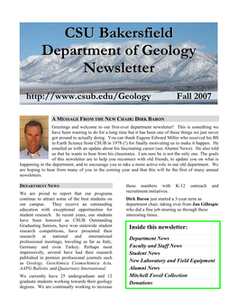 CSU Bakersfield Department of Geology Newsletter