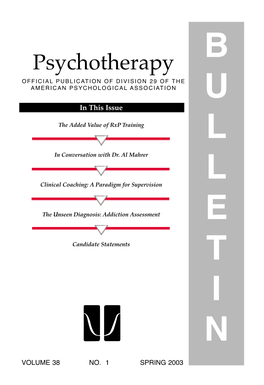 2003 Psychotherapy Bulletin, Volume 38, Number 1