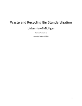 Waste and Recycling Bin Standardization