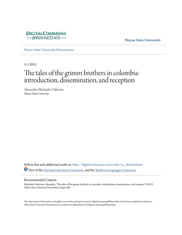 The Tales of the Grimm Brothers in Colombia: Introduction, Dissemination, and Reception