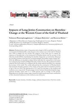 Impacts of Long Jetties Construction on Shoreline Change at the Western Coast of the Gulf of Thailand