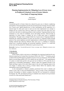 Planning Implementation for Mitigating Loss of Green Areas in Peripheral Urbanized Areas of Greater Jakarta: Case Study of Tangerang Selatan