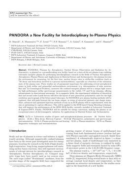 PANDORA a New Facility for Interdisciplinary In-Plasma Physics