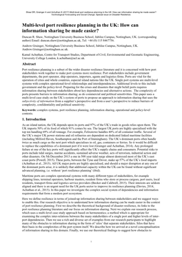 Multi-Level Port Resilience Planning in the UK: How Can Information Sharing Be Made Easier? Technological Forecasting and Social Change