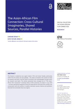 The Asian-African Film Connection: Cross-Cultural SPECIAL COLLECTION: the ASIAN-AFRICAN Imaginaries, Shared FILM CONNECTION