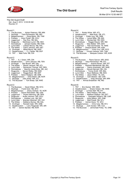 The Old Guard Draft Results 06-Mar-2014 12:55 AM ET