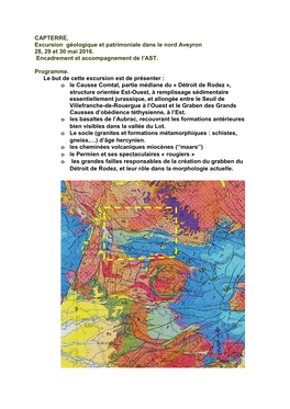 CAPTERRE, Excursion Géologique Et Patrimoniale Dans Le Nord Aveyron 28, 29 Et 30 Mai 2016