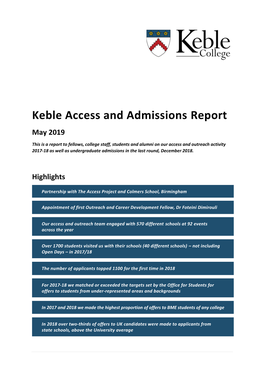 Access and Admissions Report 2019