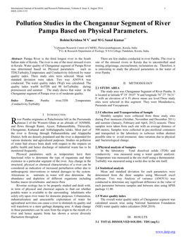 Pollution Studies in the Chengannur Segment of River Pampa Based on Physical Parameters