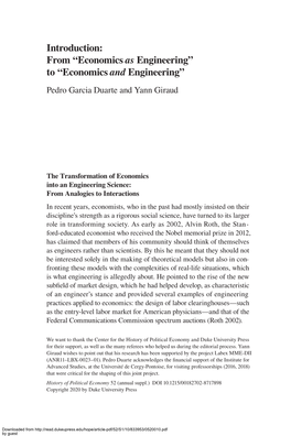 Economics and Engineering” Pedro Garcia Duarte and Yann Giraud