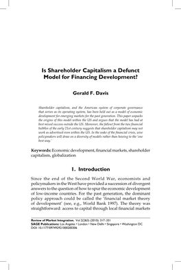 Is Shareholder Capitalism a Defunct Model for Financing Development?