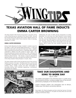 Texas Aviation Hall of Fame Inducts Emma Carter Browning