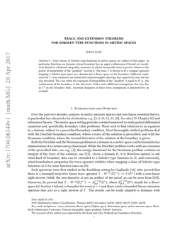 Trace and Extension Theorems for Sobolev-Type Functions in Metric