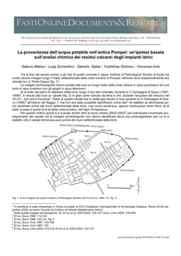 La Provenienza Dell'acqua Potabile Nell'antica Pompei