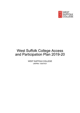 West Suffolk College Access and Participation Plan 2019-20