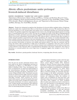 Abiotic Effects Predominate Under Prolonged Livestock-Induced Disturbanceaec 2159 367..377