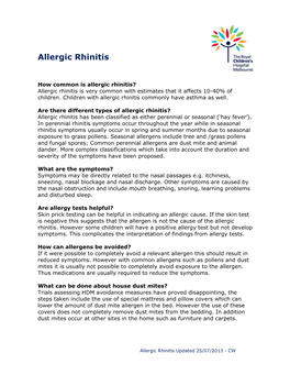 Allergic Rhinitis