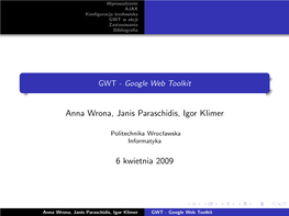 GWT W Akcji Zastosowania Bibliograﬁa