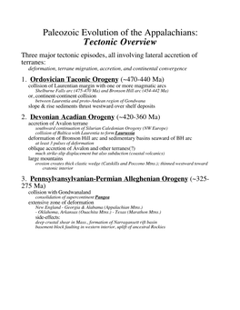 Paleozoic Evolution of the Appalachians