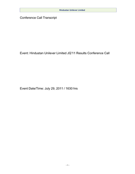 Transcript of Sonata Software Limited Conference Call