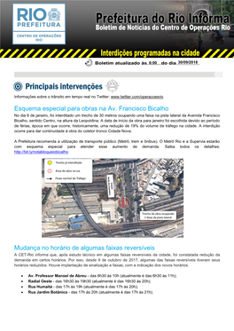 Esquema Especial Para Obras Na Av. Francisco Bicalho Mudança No