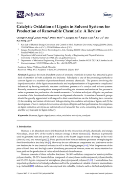 Catalytic Oxidation of Lignin in Solvent Systems for Production of Renewable Chemicals: a Review