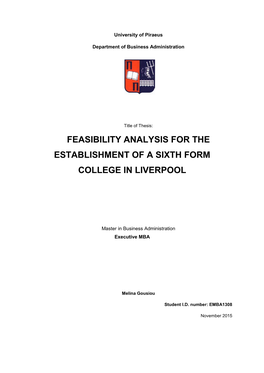 Feasibility Analysis for the Establishment of a Sixth Form College in Liverpool