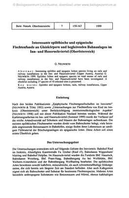 Interessante Epilithische Und Epigaeische Flechtenfunde an Gleiskörpern Und Begleitenden Bahnanlagen Im Inn- Und Hausruckviertel (Oberösterreich)