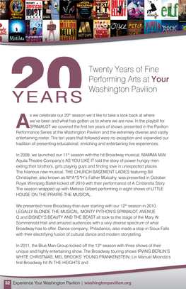 Twenty Years of Fine Performing Arts at Your Washington Pavilion