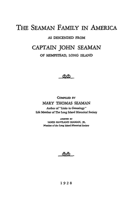 The Seaman Family in America Captain John Seaman