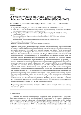 A University-Based Smart and Context Aware Solution for People with Disabilities (USCAS-PWD)