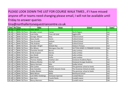 PLEASE LOOK DOWN the LIST for COURSE WALK TIMES , If I Have