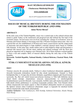 Issues of Musical Identity During The