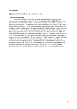 SI Appendix Specimen Analysis for L-System Parameter Coding