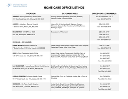 Home Care Office Listings