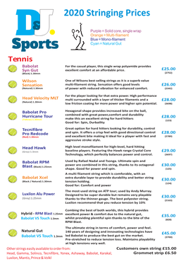 Stringing Price List 2020.Cdr