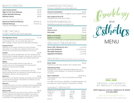 View Cosmetology and Esthetics Menu