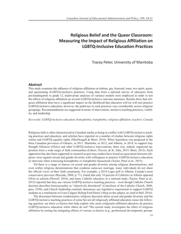 Measuring the Impact of Religious Affiliation on LGBTQ-Inclusive Education Practices