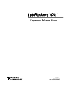 Labwindows/CVI Programmer Reference Manual