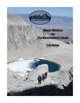 Mount Whitney Via the Mountaineers Route Trip Notes