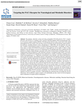 Current Topics in Medicinal Chemistry, 2019, 19, 1399-1417 REVIEW ARTICLE